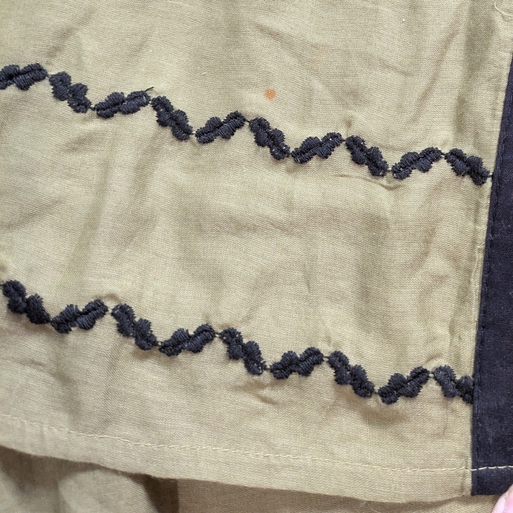 Anthro Postmark Green Black Sleeveless Cotton Ruffle Midi Dress 6 - Picture 8 of 11